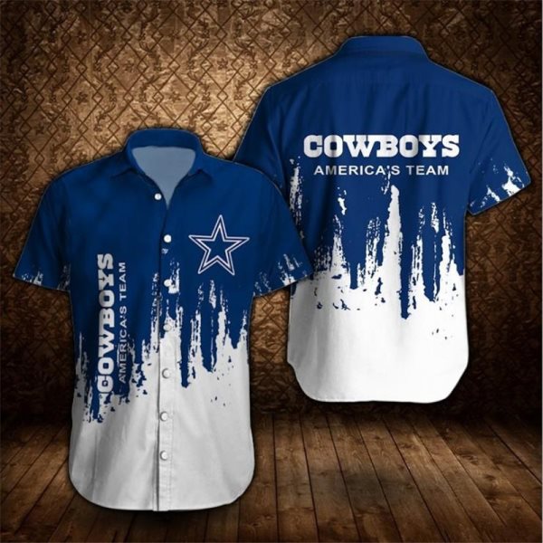 NFL Dallas Cowboys Summer Casual Slim Button-Down Short Sleeve Shirt