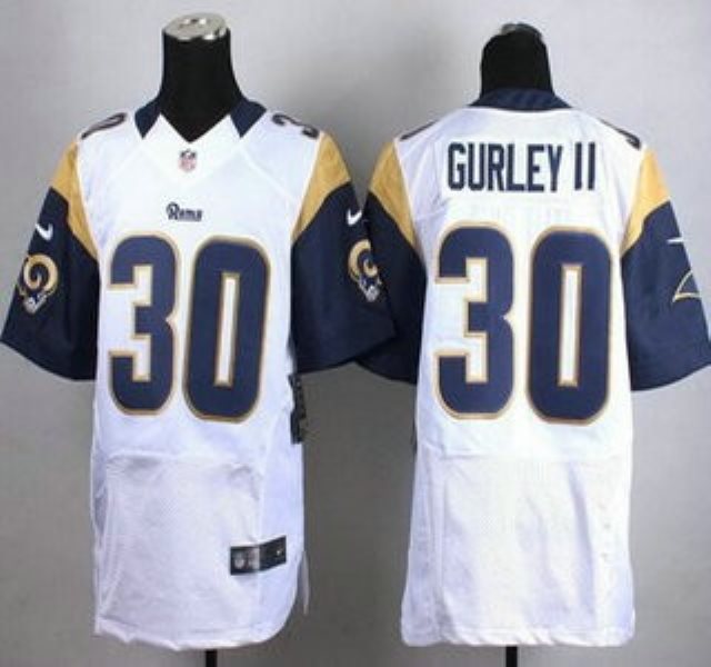 Nike Rams 30 Todd Gurley II White Men Stitched NFL Elite Jersey