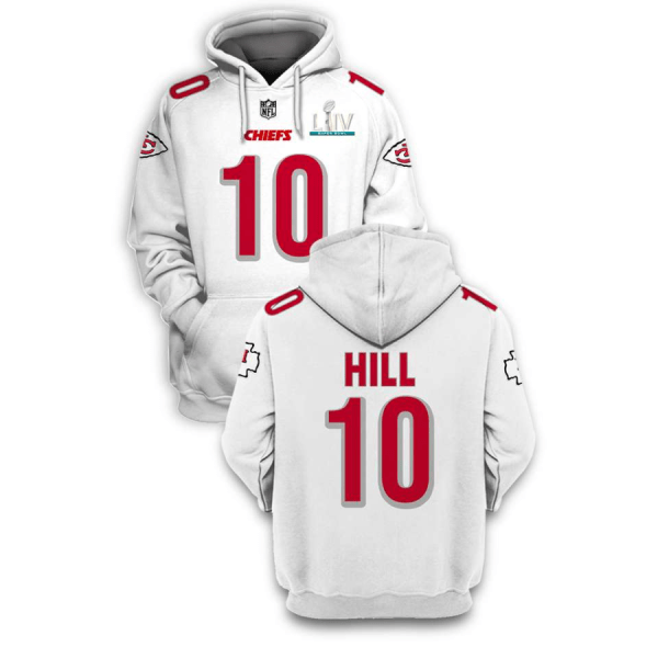 NFL Chiefs 10 Tyreek Hill White 2021 Stitched New Hoodie