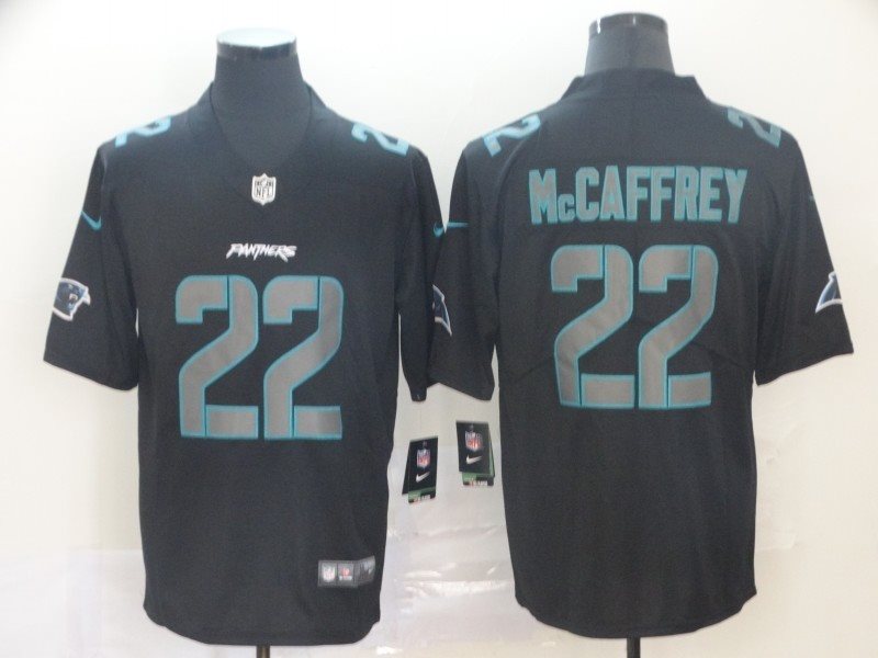 Nike Panthers 22 Christian McCaffrey Black Impact Limited Men Jersey