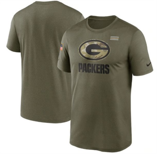 Nike Green Bay Packers 2021 Olive Salute To Service Legend Performance T-Shirt