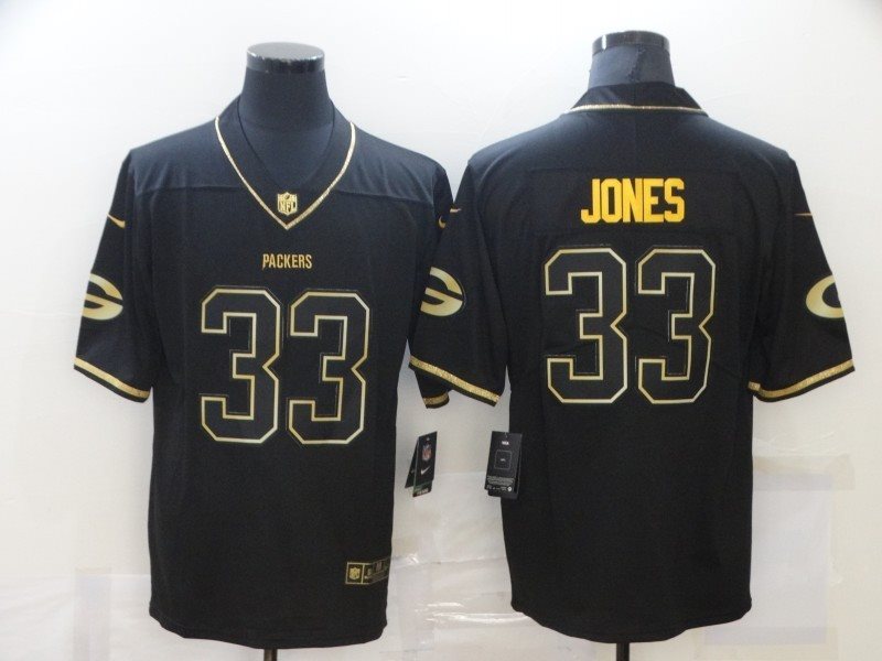 Nike Packers 33 Aaron Jones 2020 Black Gold Limited Men Jersey