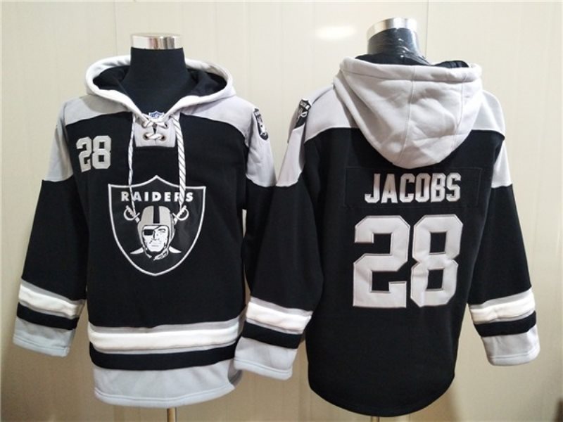NFL Raiders 28 Josh Jacobs Ageless Must-Have Lace-Up Pullover Hoodie Sweatshirt