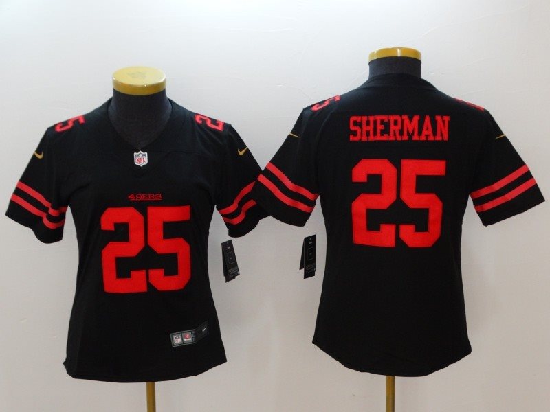 NFL Nike 49ers 25 Richard Sherman Black Women Jersey