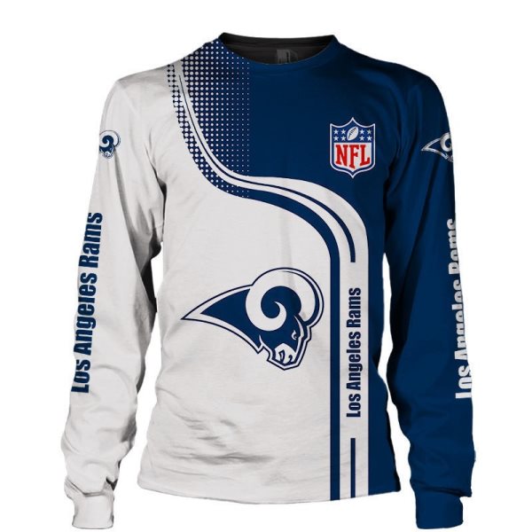 NFL Los Angeles Rams 3D Print Blue Long Sleeve T-shirt