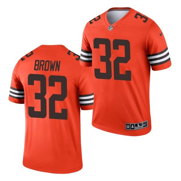 Nike Browns 32 Jim Brown Orange Inverted Legend Limited Men Jersey
