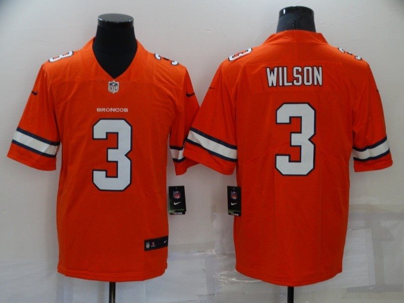 Nike Broncos 3 Russell Wilson Orange Color Rush Limited Men Jersey