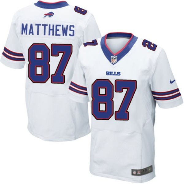 Nike Buffalo Bills 87 Jordan Matthews White Elite Men Jersey