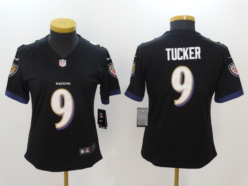 Nike Ravens 9 Justin Tucker Black Vapor Untouchable Limited Women Jersey