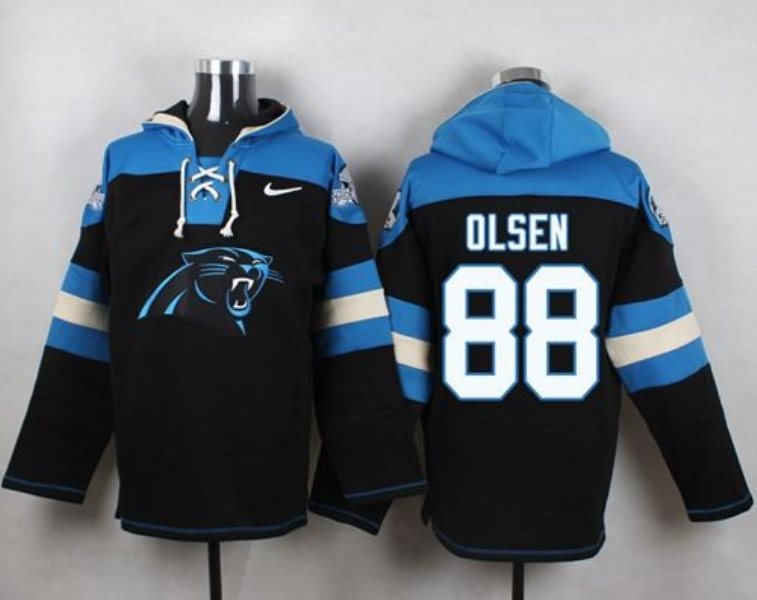 Nike Panthers 88 Greg Olsen Black Player Pullover NFL Sweatshirt Hoodie