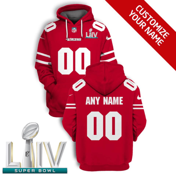 NFL 49ers Customized Red Super Bowl LIV 2021 Stitched New Hoodie