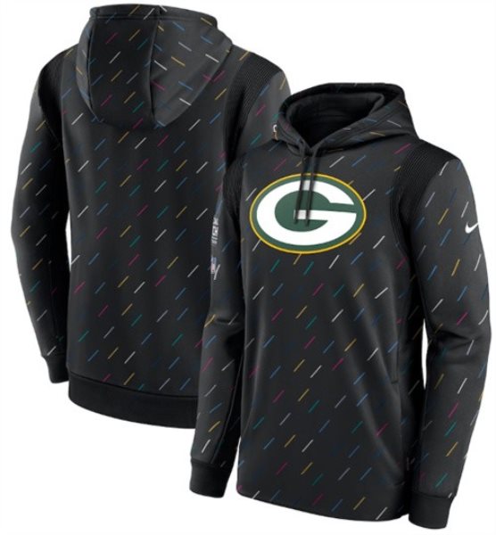 Nike Green Bay Packers 2021 Charcoal Crucial Catch Therma Pullover Hoodie