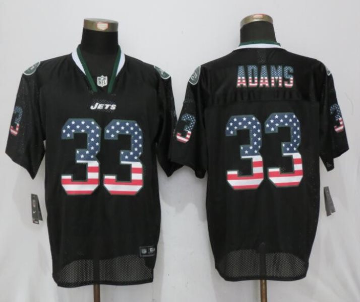 Nike Jets 33 Jamal Adams Black USA Flag Fashion Elite Men Jersey