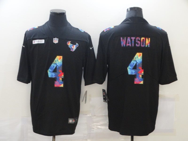 Nike Texans 4 Deshaun Watson Rainbow Black Limited Men Jersey
