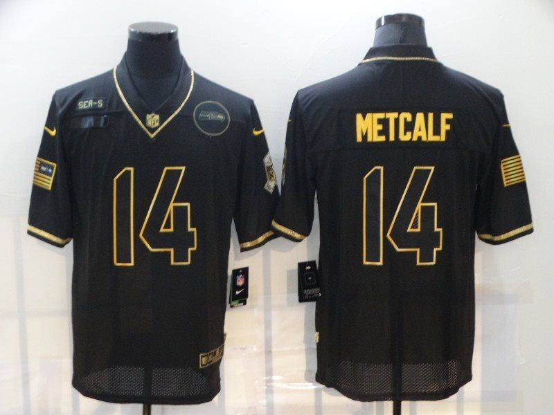 Nike Seahawks 14 DK Metcalf 2020 Black Salute To Service Limited Men Jersey