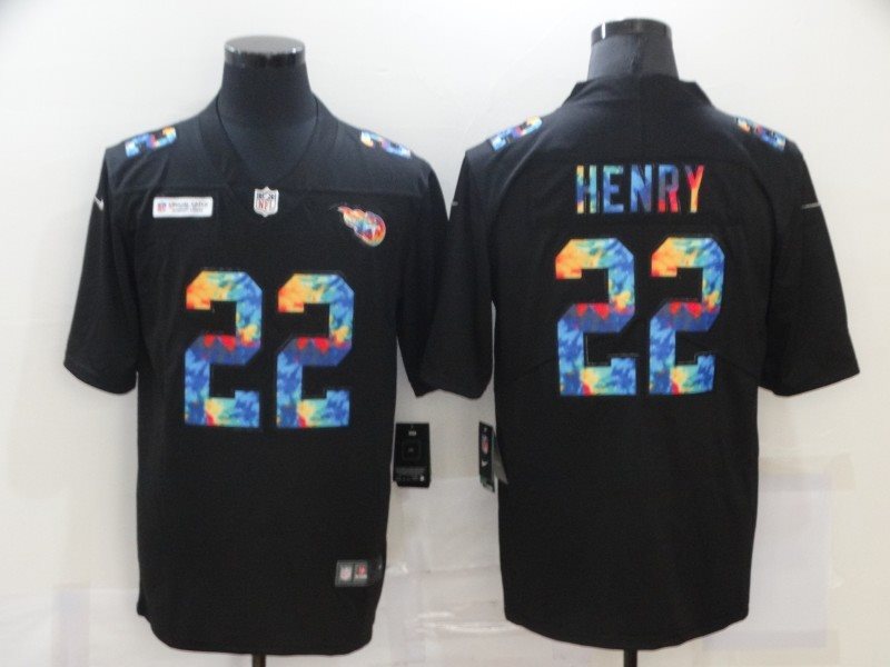 Nike Titans 22 Derrick Henry Rainbow Black Limited Men Jersey