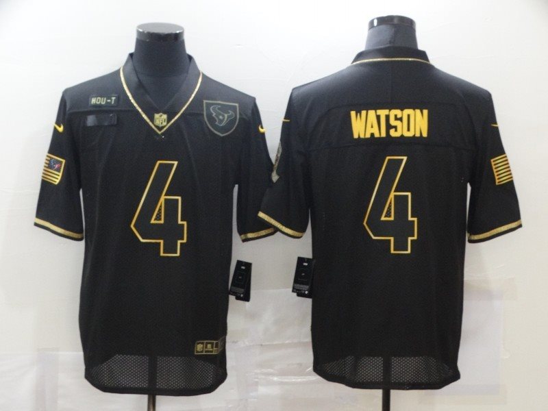 Nike Texans 4 Deshaun Watson 2020 Black Gold Salute To Service Limited Men Jersey