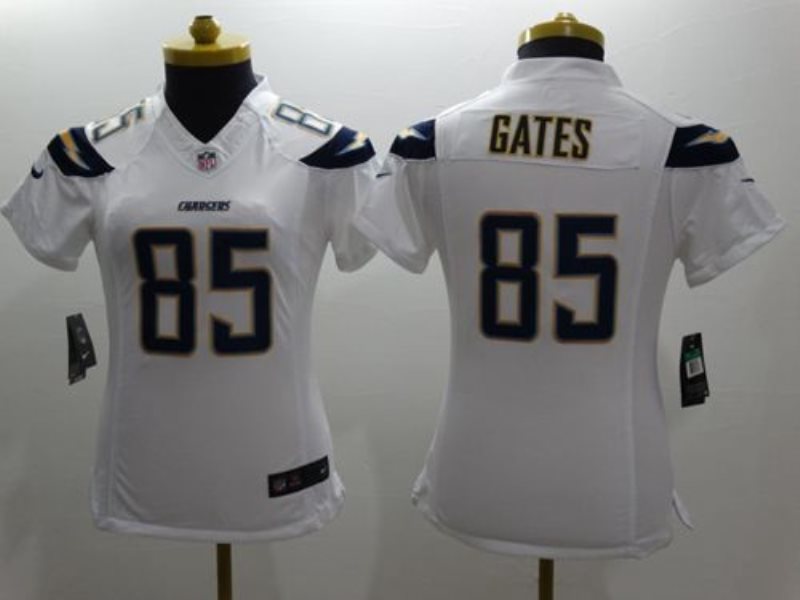 Nike Chargers 85 Antonio Gates White Women Stitched NFL New Limited Jersey