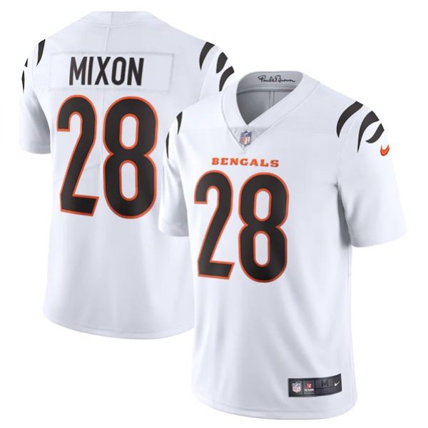 Nike Bengals 28 Joe Mixon 2021 New White Vapor Limited Men Jersey