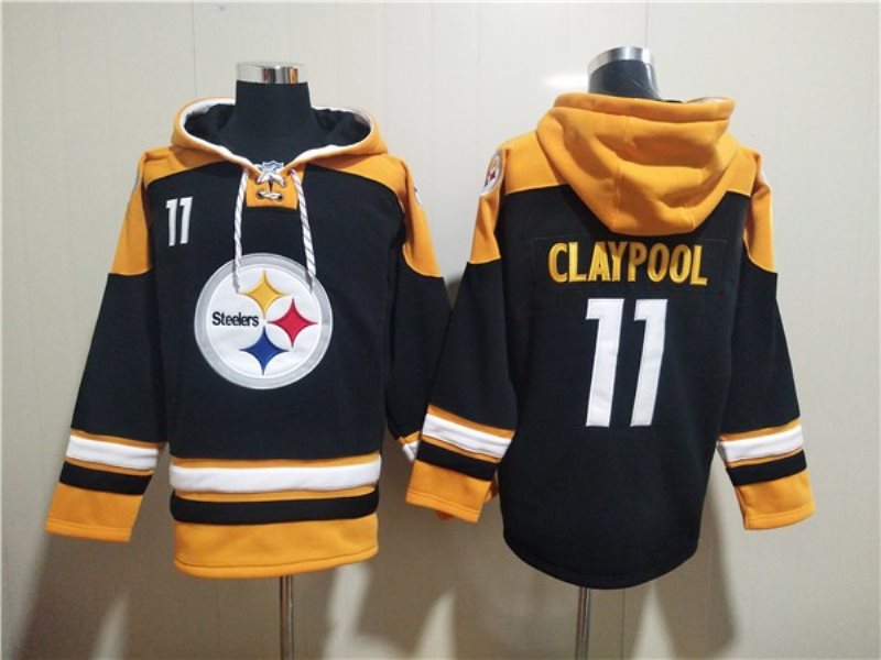 Nike Steelers 11 Chase Claypool Black Ageless Must-Have Lace-Up Pullover Hoodie