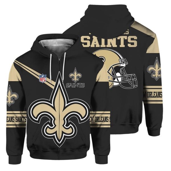 NFL New Orleans Saints Rugby Fan 3D Flight Suit Spring Trainer Black Hoodie Sweatshirt