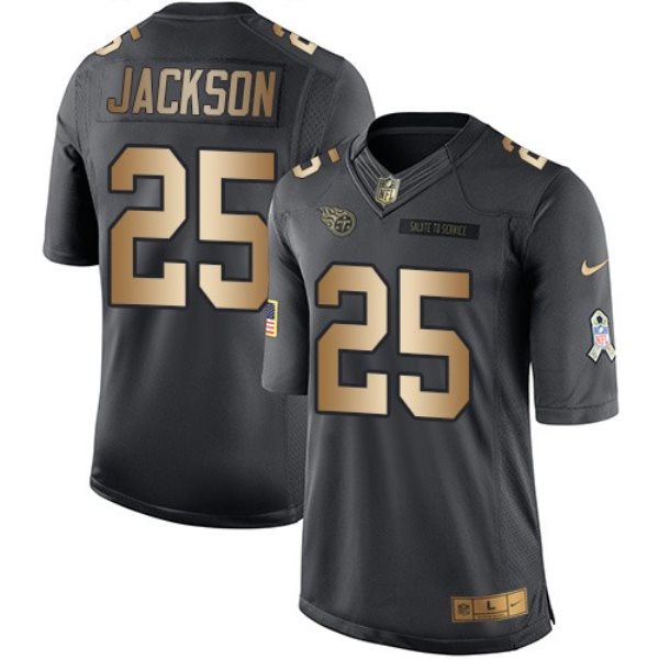 Nike Titans 25 Adoree' Jackson Anthracite Gold Salute to Service Limited Men Jersey