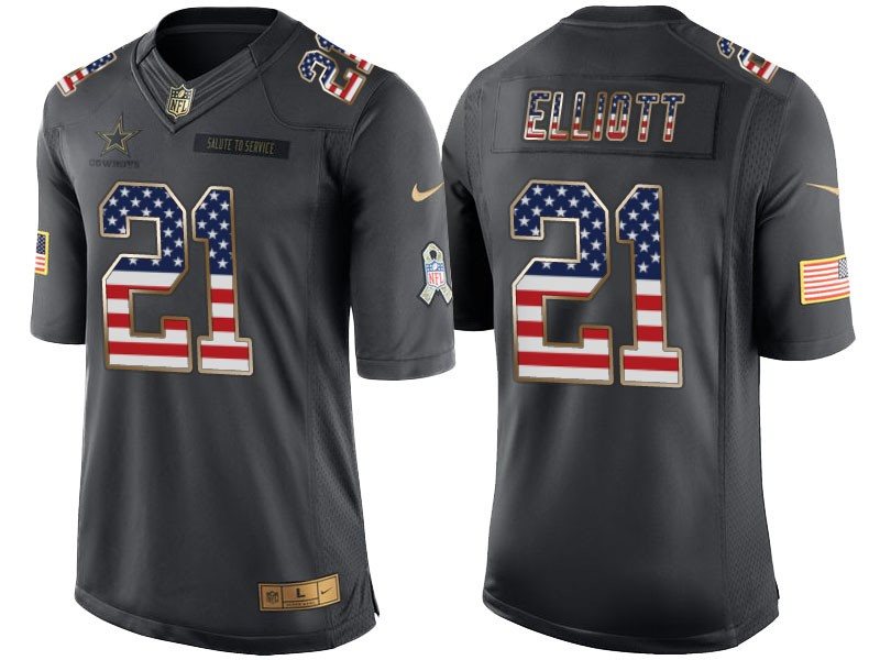 Nike NFL Cowboys 21 Ezekiel Elliott Anthracite 2016 Salute to Service USA Flag Limited Jersey
