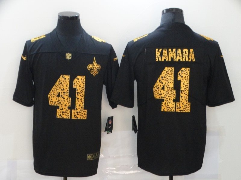 Nike Saints 41 Alvin Kamara Black Leopard Limited Men Jersey