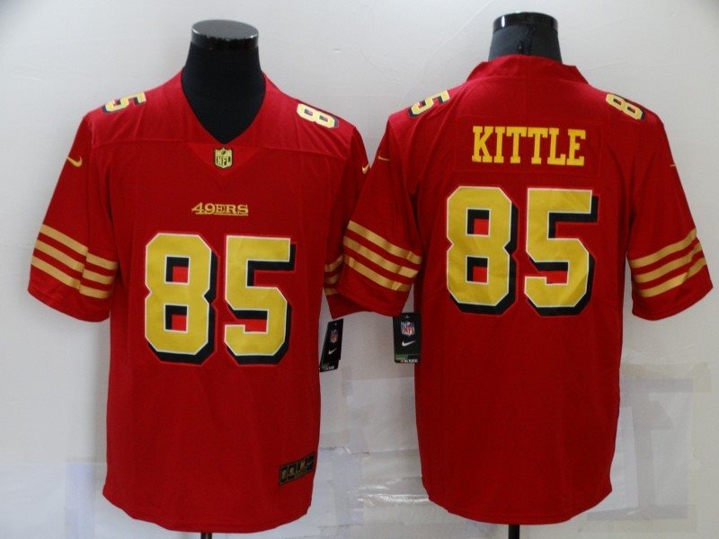 Nike 49ers 85 George Kittle Red Gold Vapor Limited Men Jersey