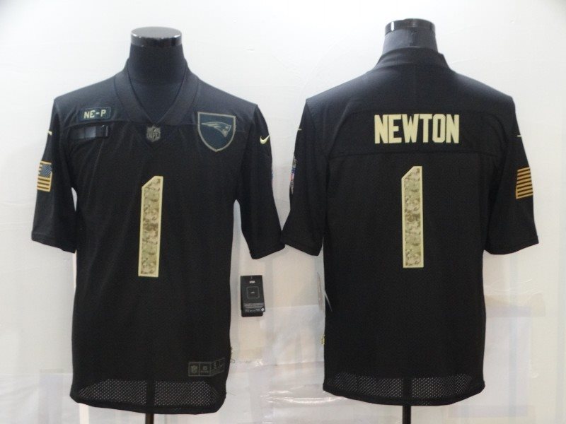 Nike Patriots 1 Cam Newton 2020 Black Camo Salute To Service Limited Men Jersey