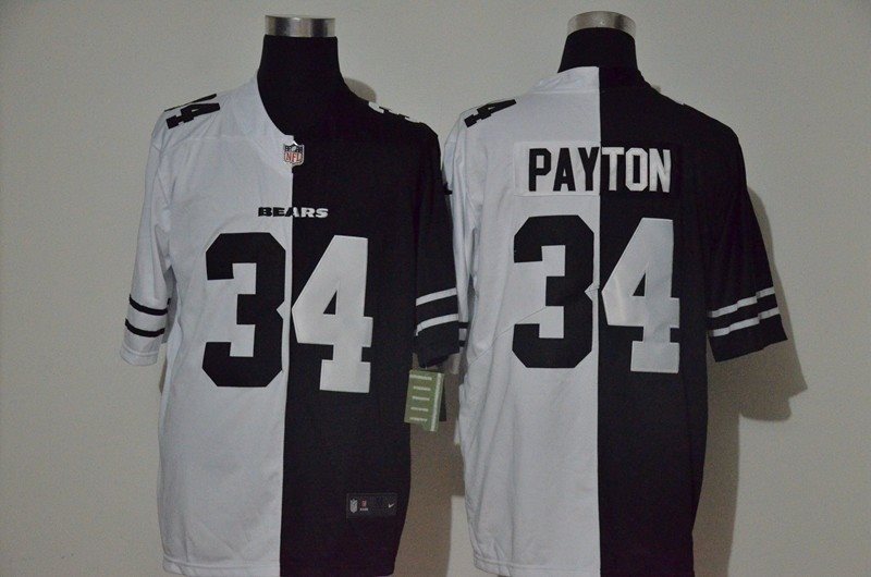 Nike Bears 34 Walter Payton Black And White Split Vapor Untouchable Limited Men Jersey