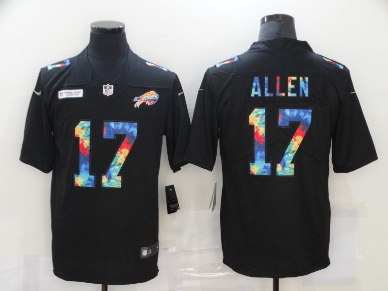 Nike Bills 17 Josh Allen 2020 Rainbow Black Limited Men Jersey