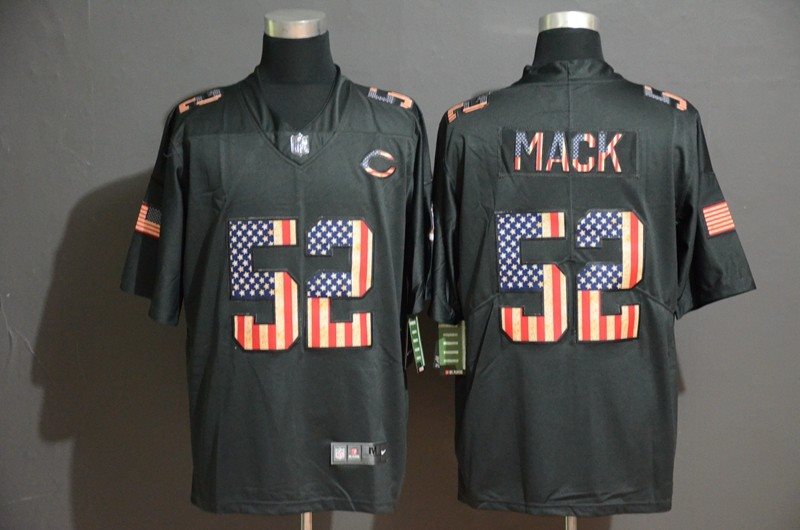Nike Bears 52 Khalil Mack 2019 Black Salute To Service USA Flag Fashion Limited Men Jersey