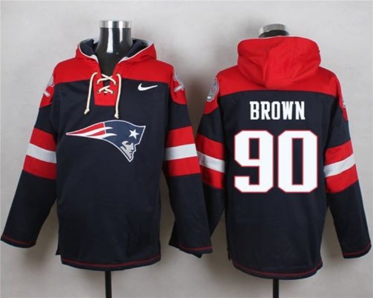 Nike Patriots 90 Malcom Brown Navy Blue Player Pullover NFL Hoodie Sweatshirt