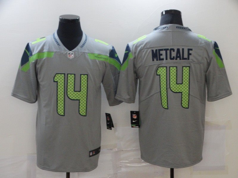 Nike Seahawks 14 D.K. Metcalf Grey Vapor Limited Men Jersey