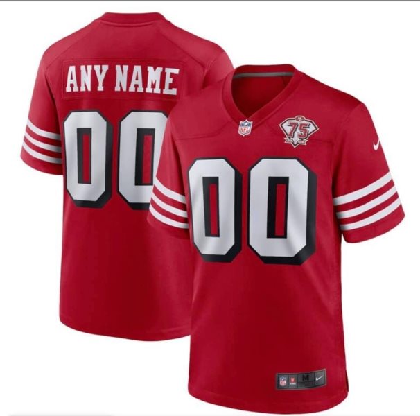 Nike San Francisco 49ers 75th Anniversary Red Customized Jersey