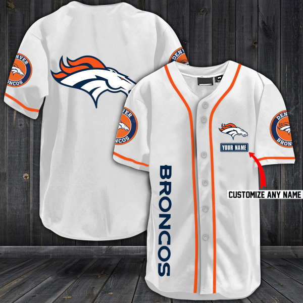 NFL Denver Broncos Baseball White Customized Jersey