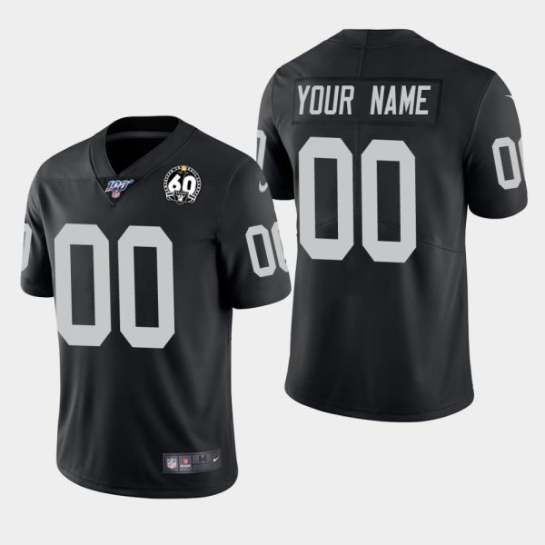Nike Raiders Customized 100th 60 Anniversary Black Vapor Untouchable Limited Men Jersey