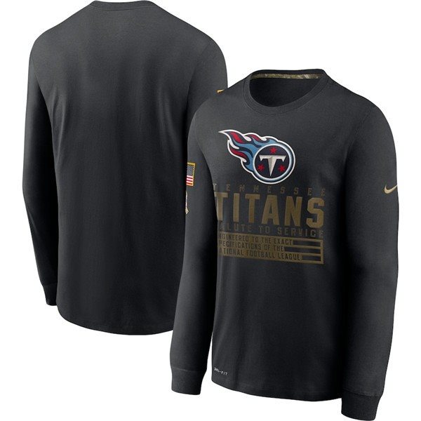 NFL Tennessee Titans 2020 Black Salute To Service Sideline Performance Long Sleeve Hoodie