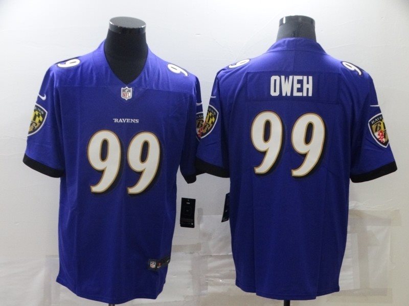 Nike Ravens 99 Jayson Oweh Purple 2021 Draft Vapor Limited Men Jersey
