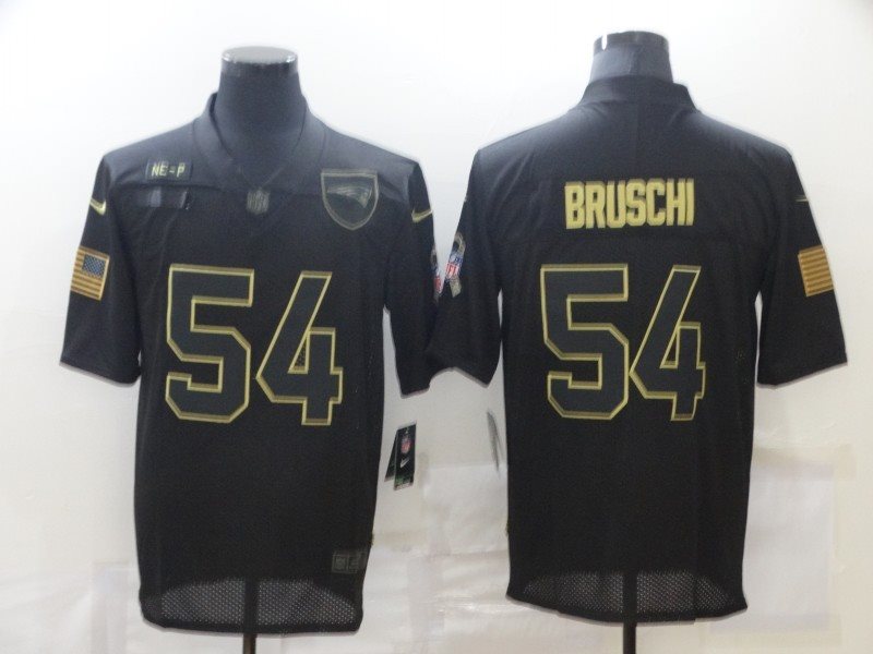 Nike Patriots 54 Tedy Bruschi Black 2020 Salute to Service Limited Men Jersey