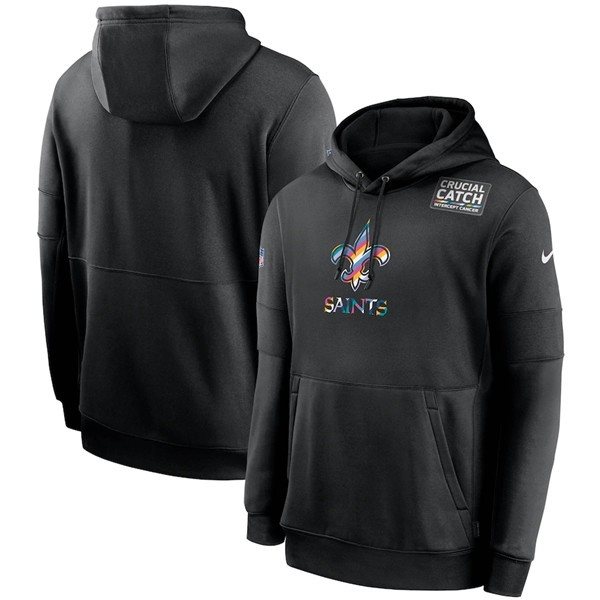 NFL New Orleans Saints 2020 Black Crucial Catch Sideline Performance Pullover Hoodie