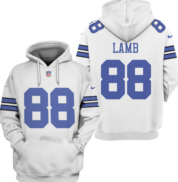 NFL Cowboys 88 CeeDee Lamb White 2021 Stitched New Hoodie
