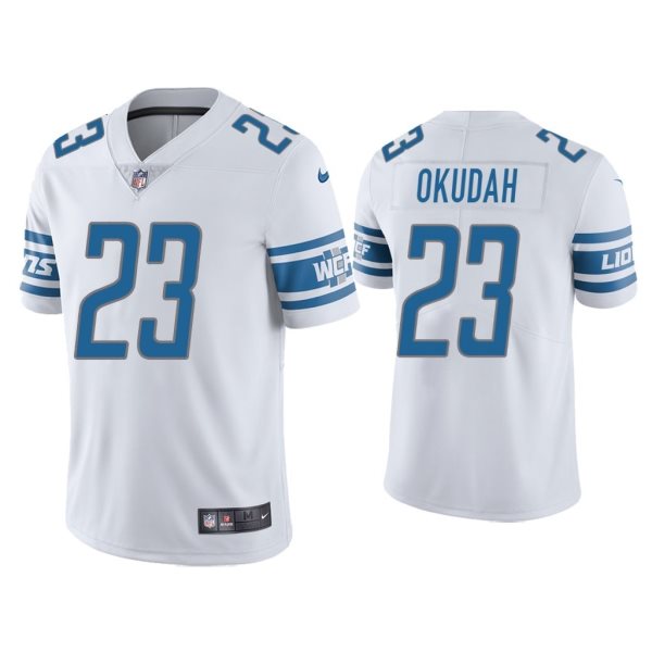 Nike Lions 23 Jeff Okudah White 2020 NFL Draft Vapor Limited Men Jersey