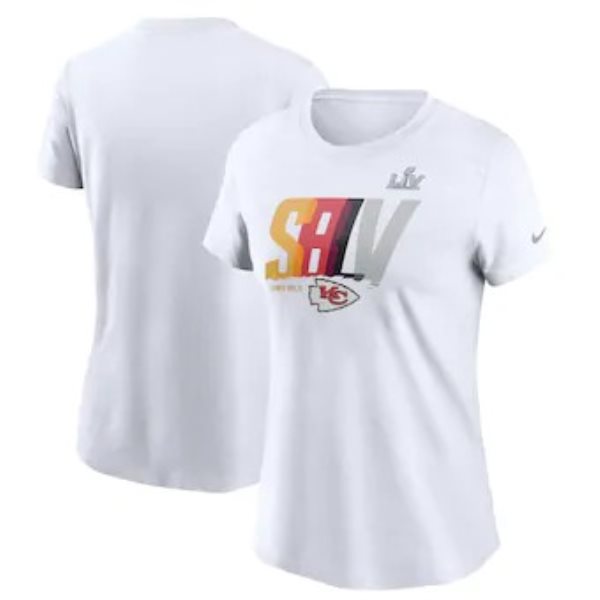 NFL Chiefs Nike White Super Bowl LV Bound Team Logo Lockup Women T-Shirt