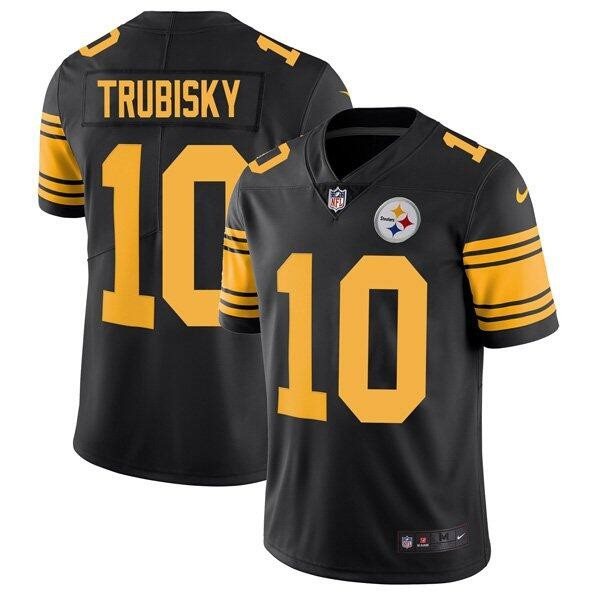Nike Steelers 10 Mitchell Trubisky Black Color Rush Limited Men Jersey