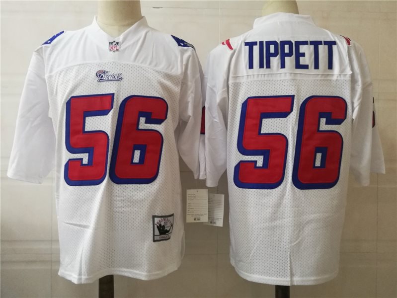 NFL Patriots 56 Andre Tippett White Throwback Men Jersey