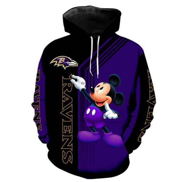 NFL Baltimore Ravens Disney Mickey Mouse Pullover Hoodies