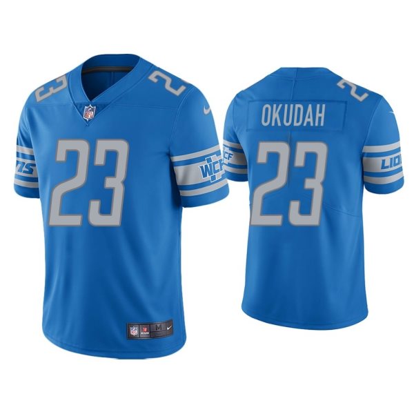 Nike Lions 23 Jeff Okudah Blue 2020 NFL Draft Vapor Limited Men Jersey