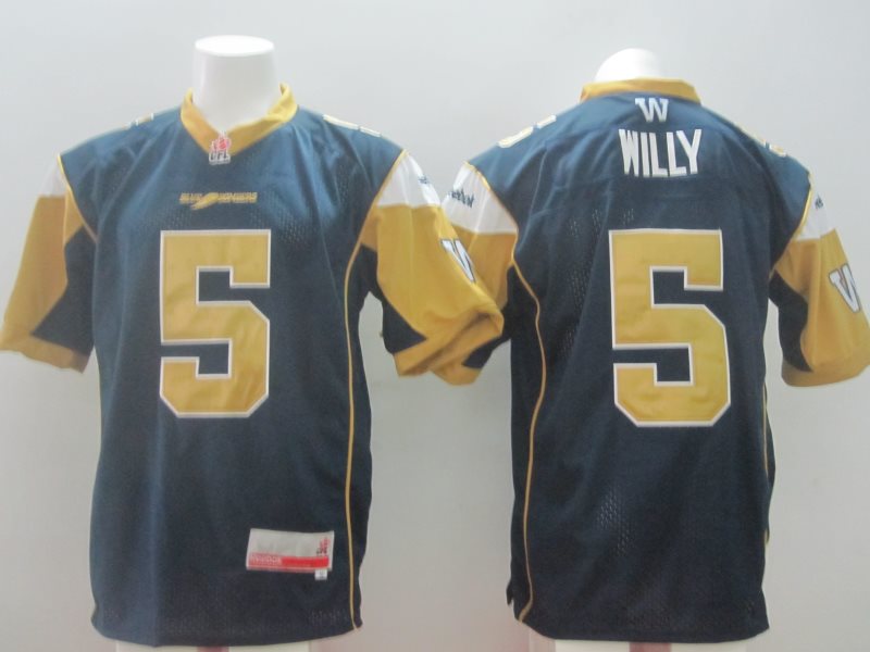 Winnipeg Blue Bombers No.5 Willy Blue Men's Football Jersey